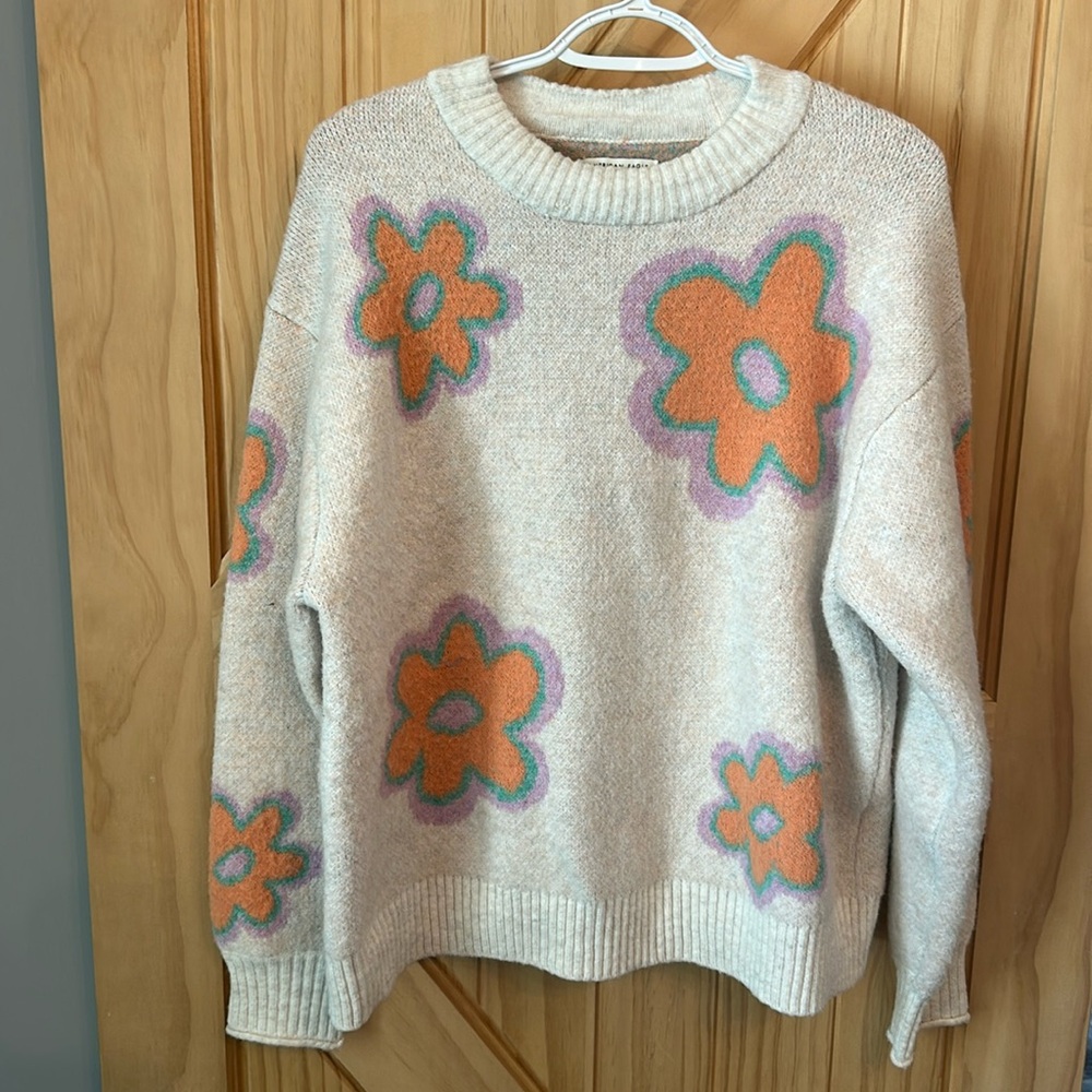 American Eagle Whoa So Soft Floral Crewneck Sweater Multicolor